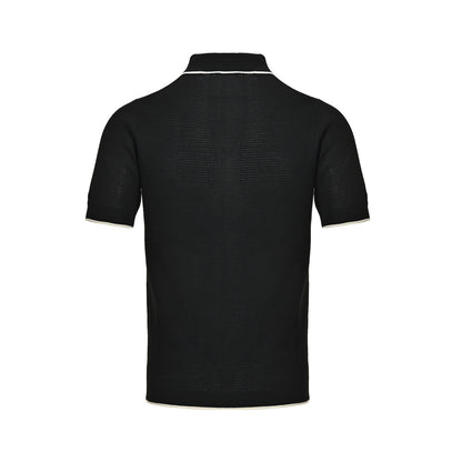 Prada logo mesh knitted Polo short sleeves