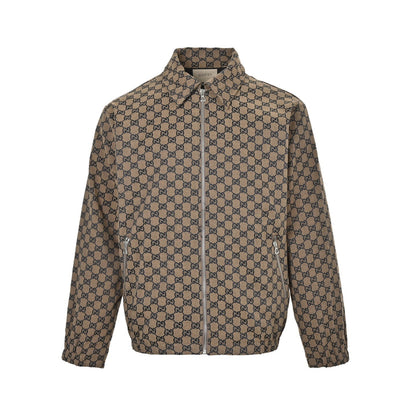 Gucci GG old flower all over printed jacquard zipper jacket