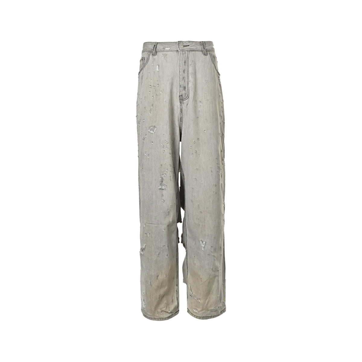 Balenciaga/Balanciaga 24FW white large destruction knife cut jeans