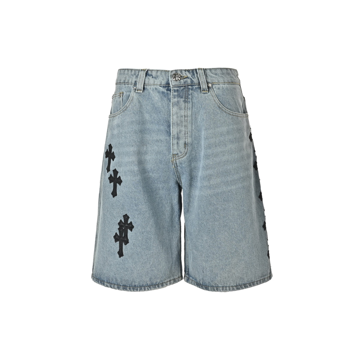 Chrome Hearts/Chrome Heart leather label cross denim shorts