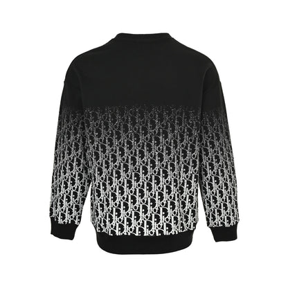 Dior 25Fw presbyopic gradient half-length printed round neck sweatshirt