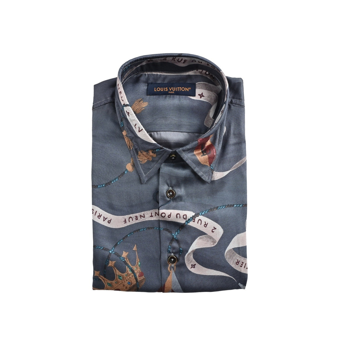 Louis Vuitton crown print mulberry silk long-sleeved shirt