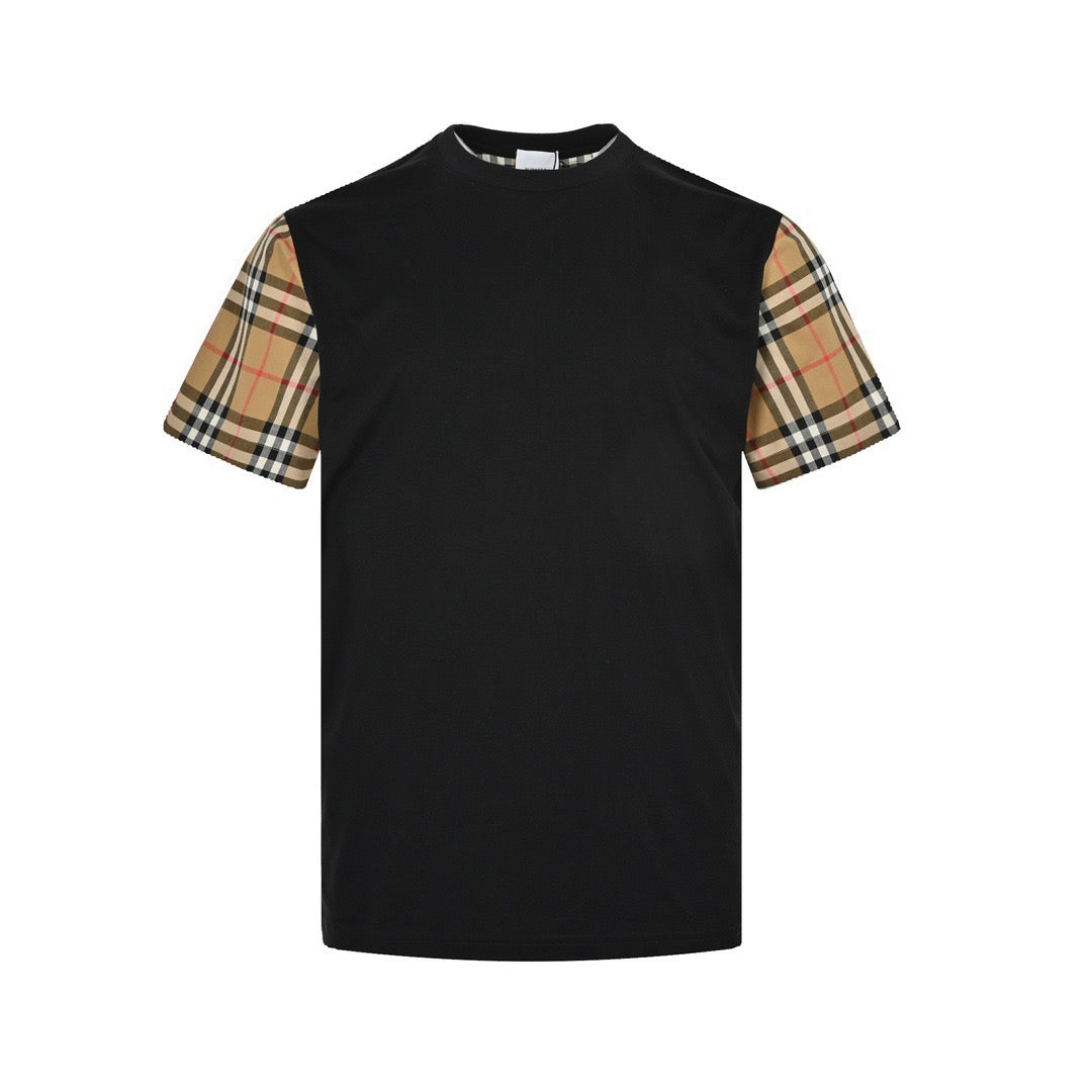 Burberry classic plaid sleeve splicing short sleeves
