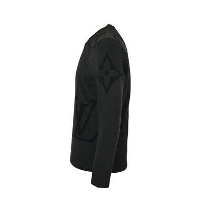 LouisVuitton/Louis Vuitton 25ss large LOGO flocking all-over printed long sleeves