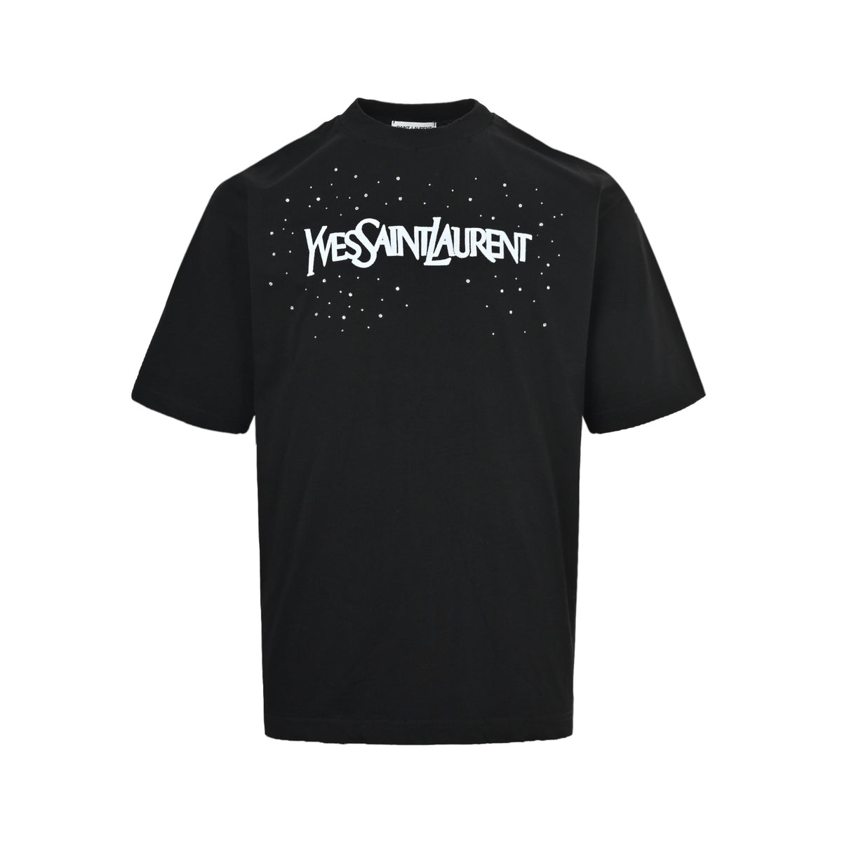 Saint Laurent ripped embroidery hot diamond short sleeves