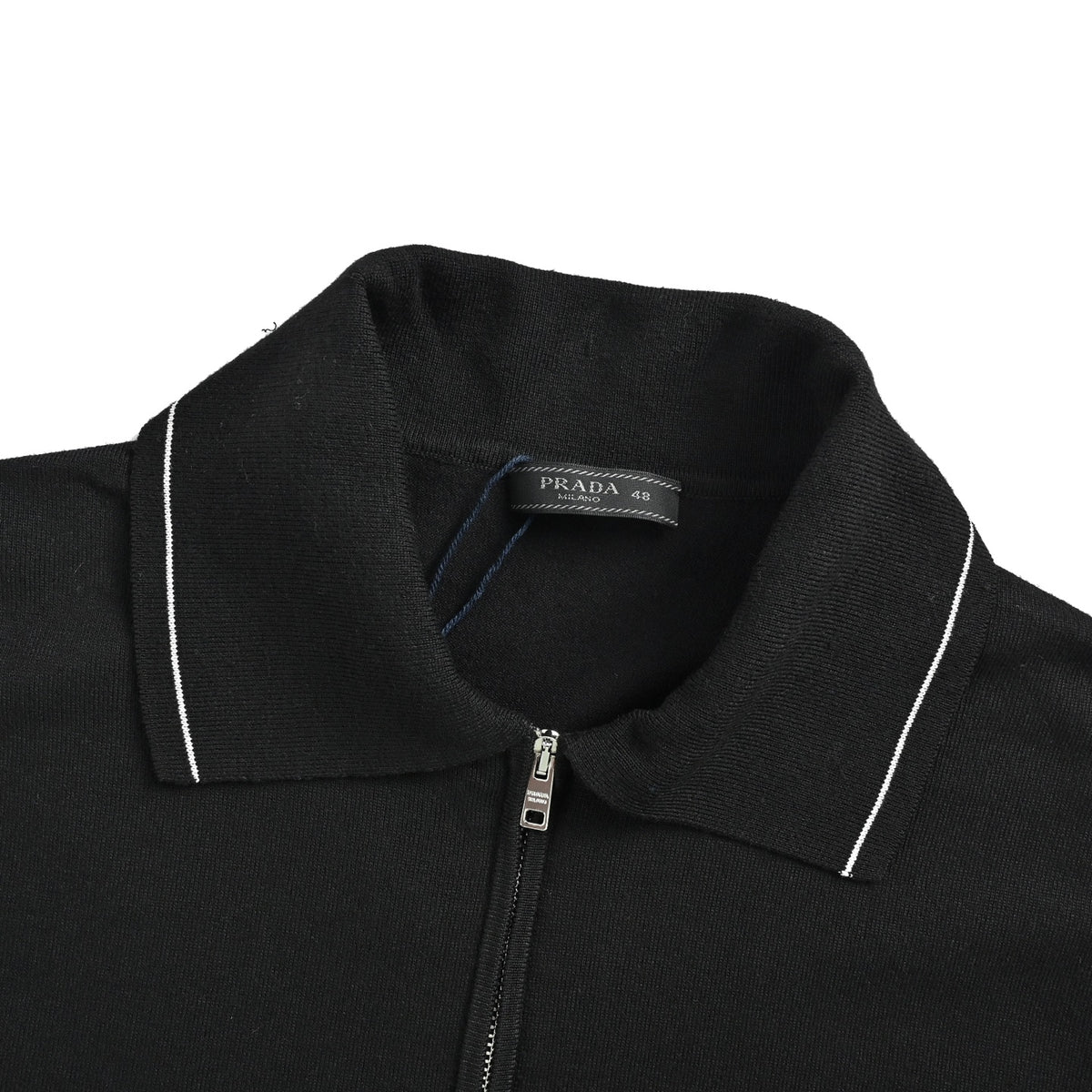 Prada logo embroidered half-zip knitted Polo short sleeves