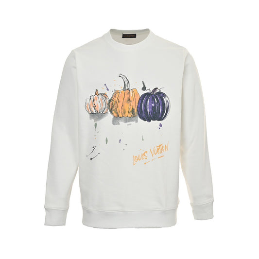 Louis Vuitton 24FW graffiti hand-painted pumpkin round neck sweatshirt