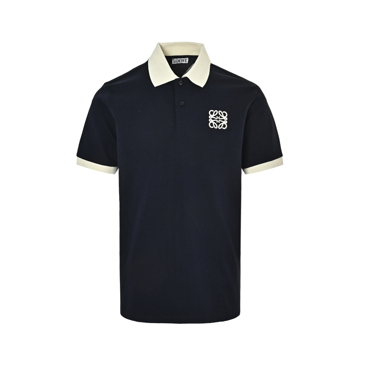 Loewe/Luoyiwei 26ss contrast lapel embroidered logo Polo short sleeves