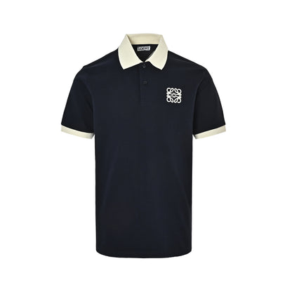 Loewe/Luoyiwei 26ss contrast lapel embroidered logo Polo short sleeves