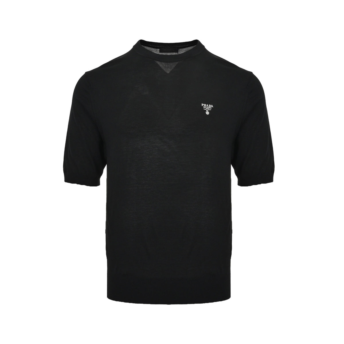 Prada knitted short sleeves with logo embroidered on the chest