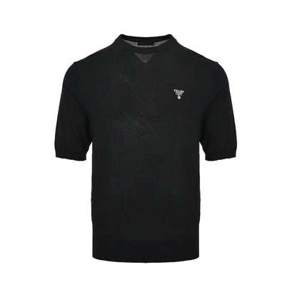 Prada knitted short sleeves with logo embroidered on the chest