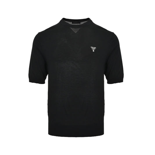 Prada knitted short sleeves with logo embroidered on the chest