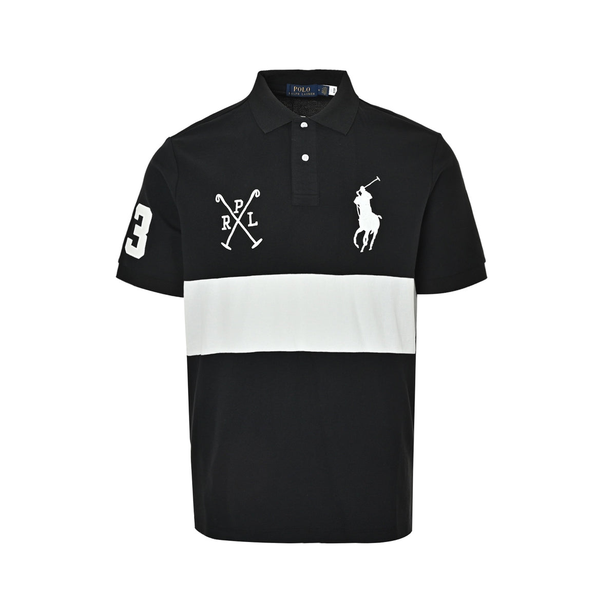 Ralph Lauren large logo embroidered horizontal striped Polo short sleeves