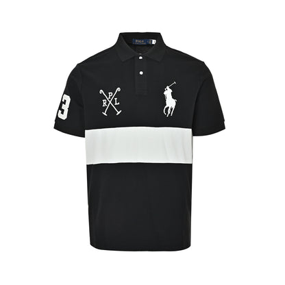 Ralph Lauren large logo embroidered horizontal striped Polo short sleeves