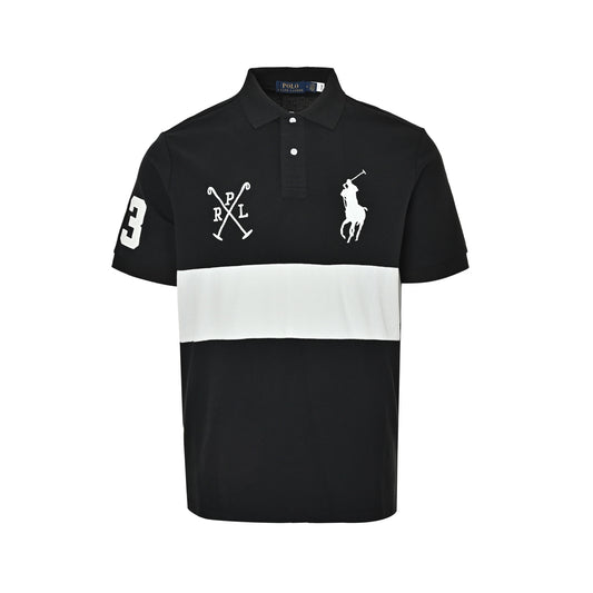 Ralph Lauren large logo embroidered horizontal striped Polo short sleeves
