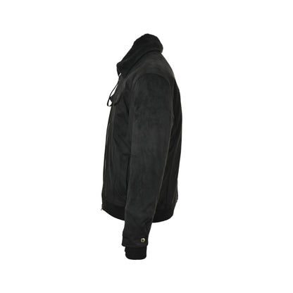 Louis Vuitton embroidered logo fur collar cotton jacket