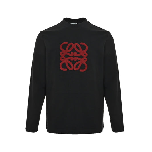 Loewe/Luo Yiwei 25Fw totem logo towel embroidered long-sleeved T-shirt