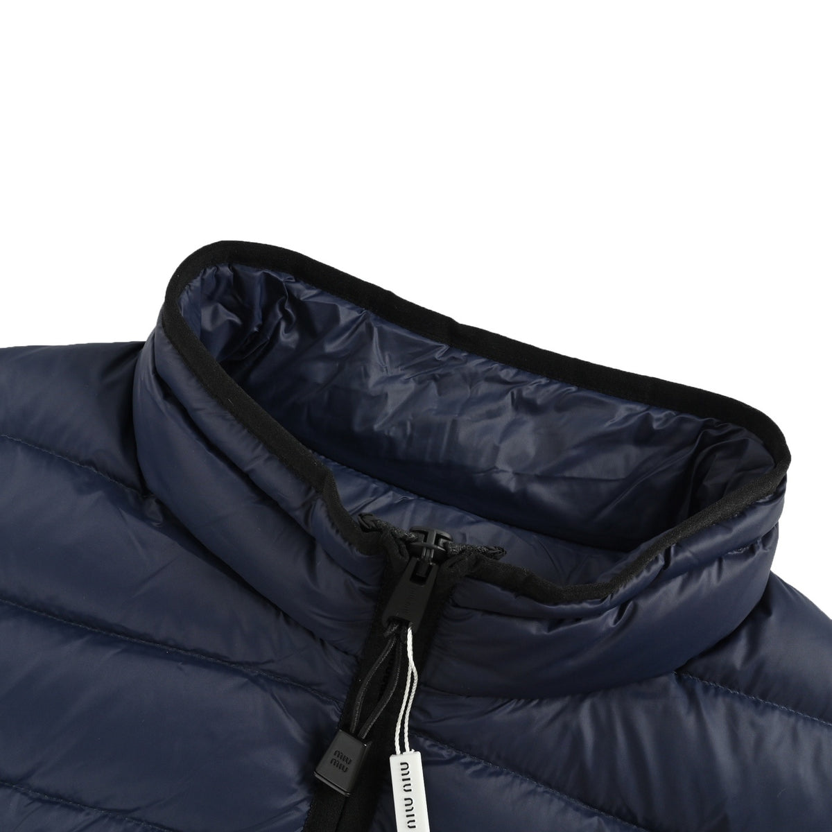 Miu Miu letter embroidered rib down vest
