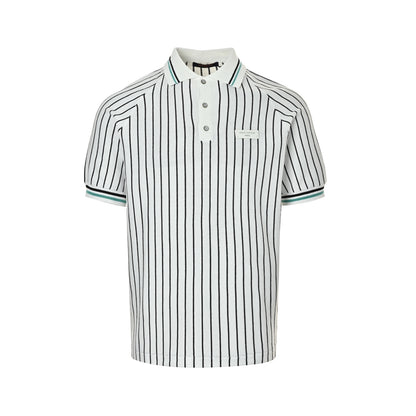 Louis Vuitton 26ss leather brand vertical striped knitted Polo short sleeves