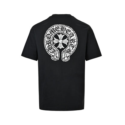 Chrome Hearts Cracked Horseshoe Cross Print Short Sleeve