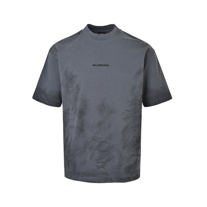 Balenciaga distressed graffiti embroidered letter short sleeves