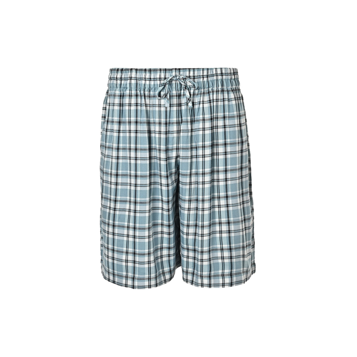 Acne Studios blue and white plaid shorts