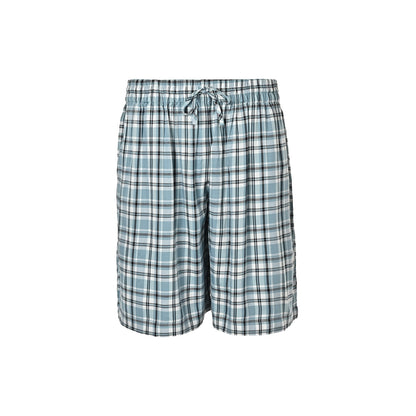 Acne Studios blue and white plaid shorts