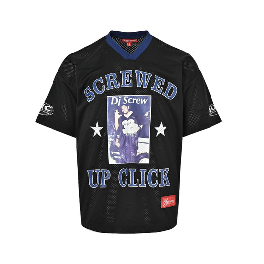 Supreme American V-neck contrast printed mesh football short sleeves