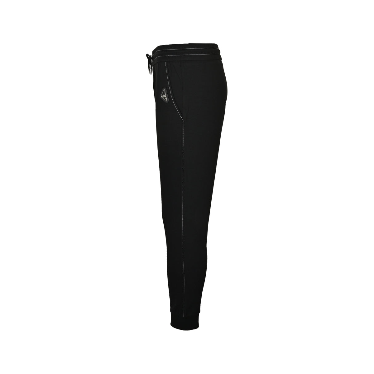 Prada contrasting back pocket flocked triangle trousers