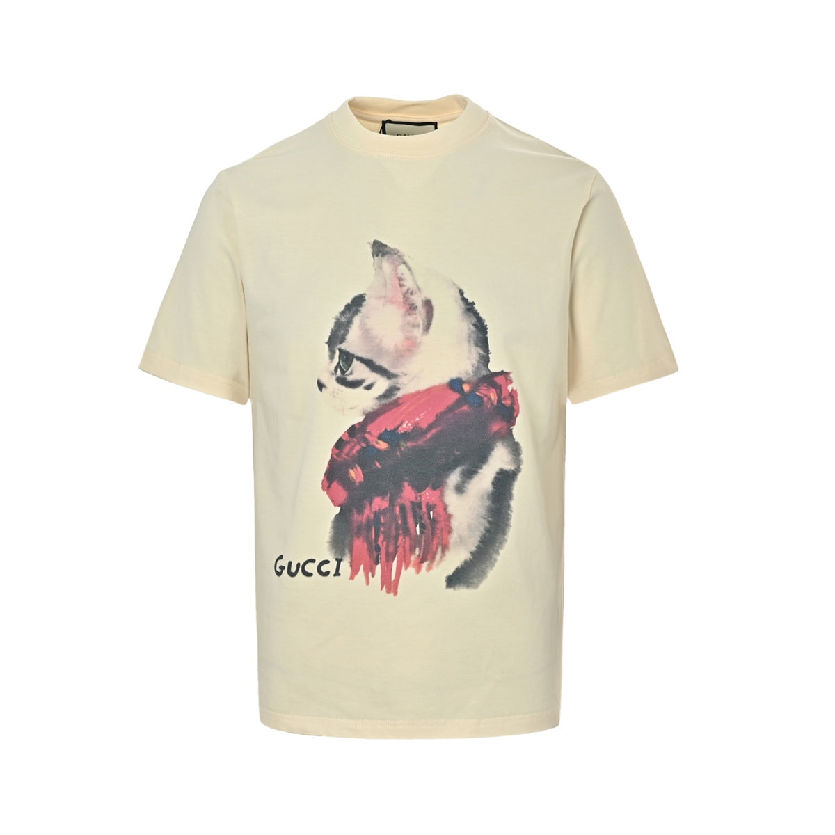 Gucci 26ss scarf cat print short sleeves