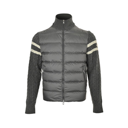 Moncler/Mongolia patchwork woolen sleeves stand collar thin down jacket