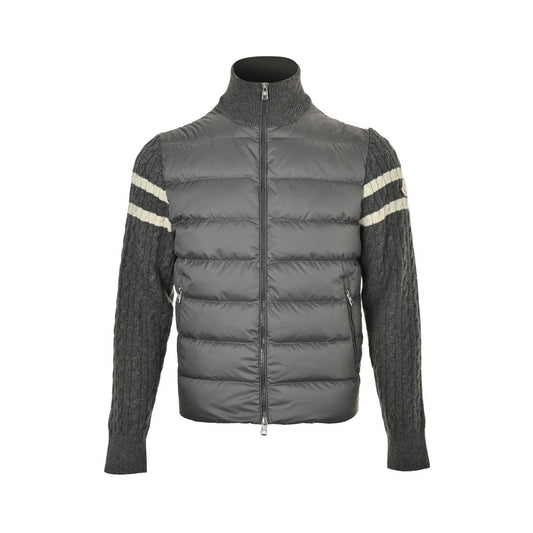 Moncler/Mongolia patchwork woolen sleeves stand collar thin down jacket
