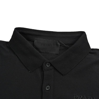 Prada 25ss letter embroidered Polo short sleeves