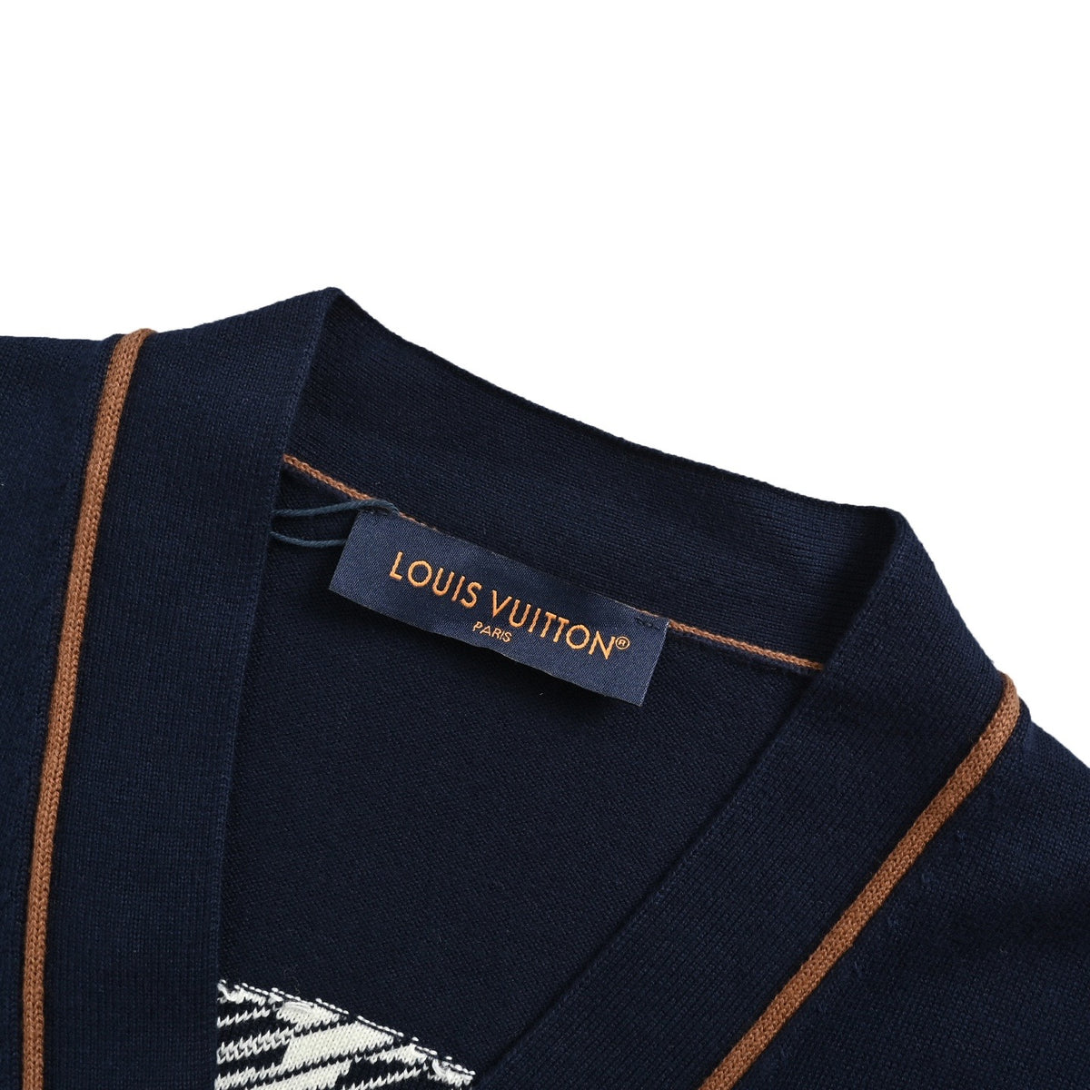 Louis Vuitton jacquard logo baseball knitted short-sleeved cardigan