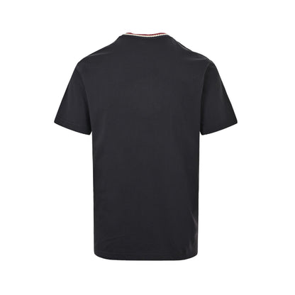 Moncler/Mask Knitted Color Stripe Neck Embroidered Letters Short Sleeves