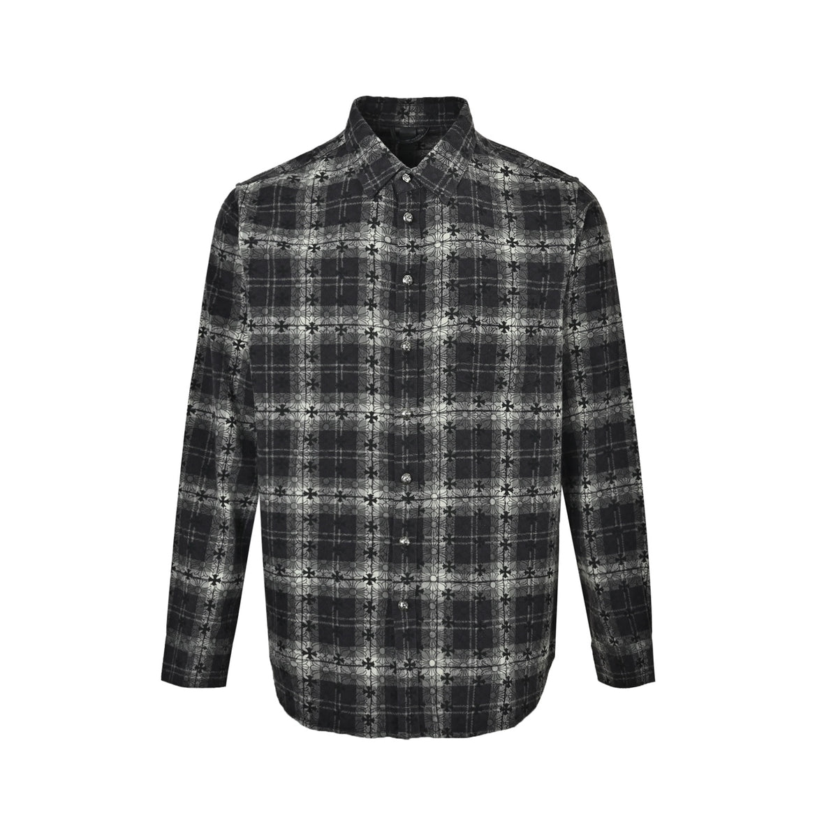 Chrome Hearts all-over plaid cross long-sleeved shirt