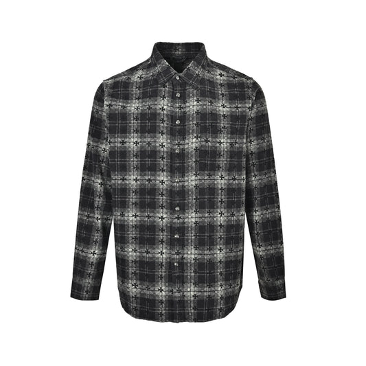 Chrome Hearts all-over plaid cross long-sleeved shirt