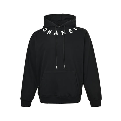 Chanel 25Fw collar letter print hooded sweatshirt