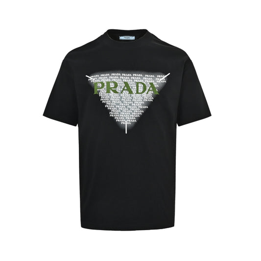 Prada 26ss inverted triangle letter embroidered short sleeves