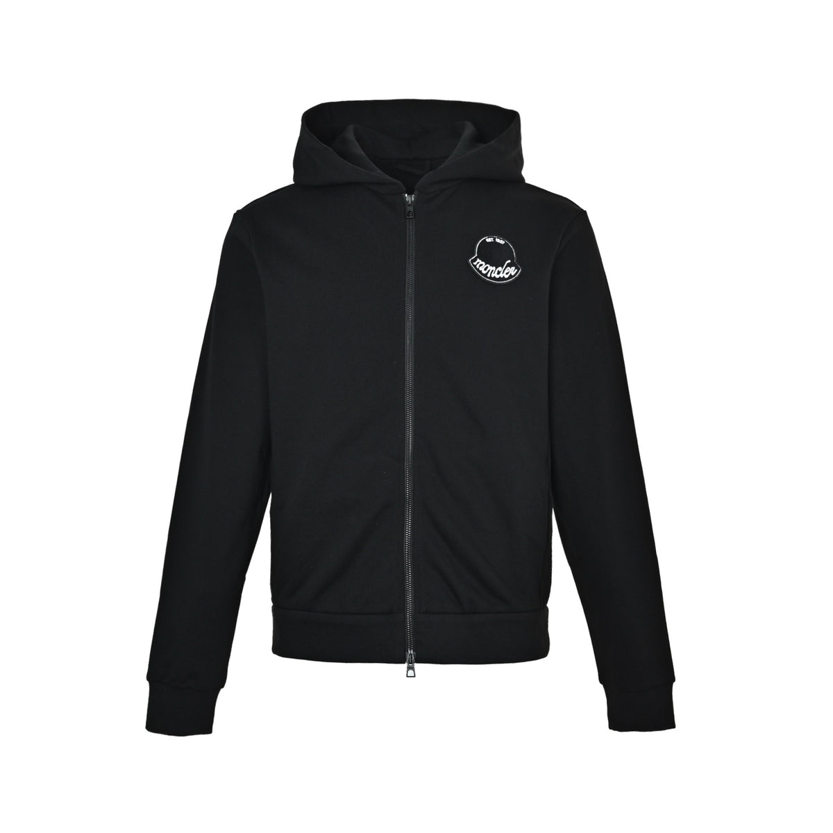 Moncler/mask embroidered patch zipper hooded sweatshirt jacket