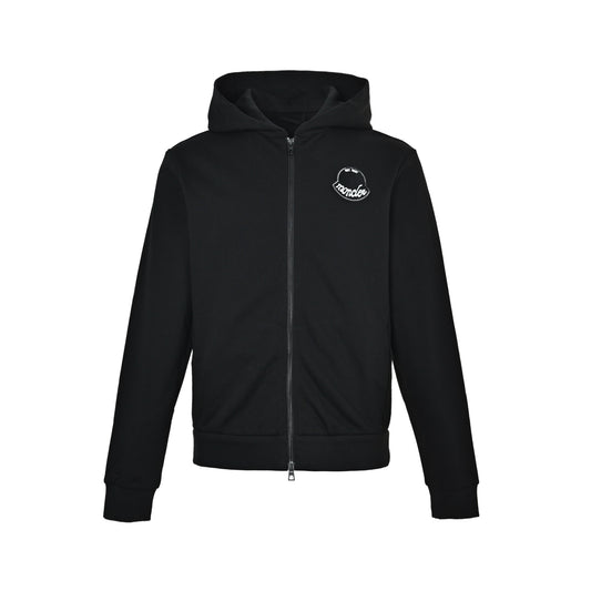 Moncler/mask embroidered patch zipper hooded sweatshirt jacket