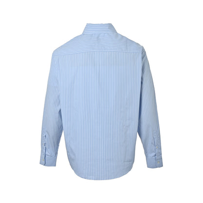 Ami Paris blue vertical stripe embroidered long-sleeved shirt