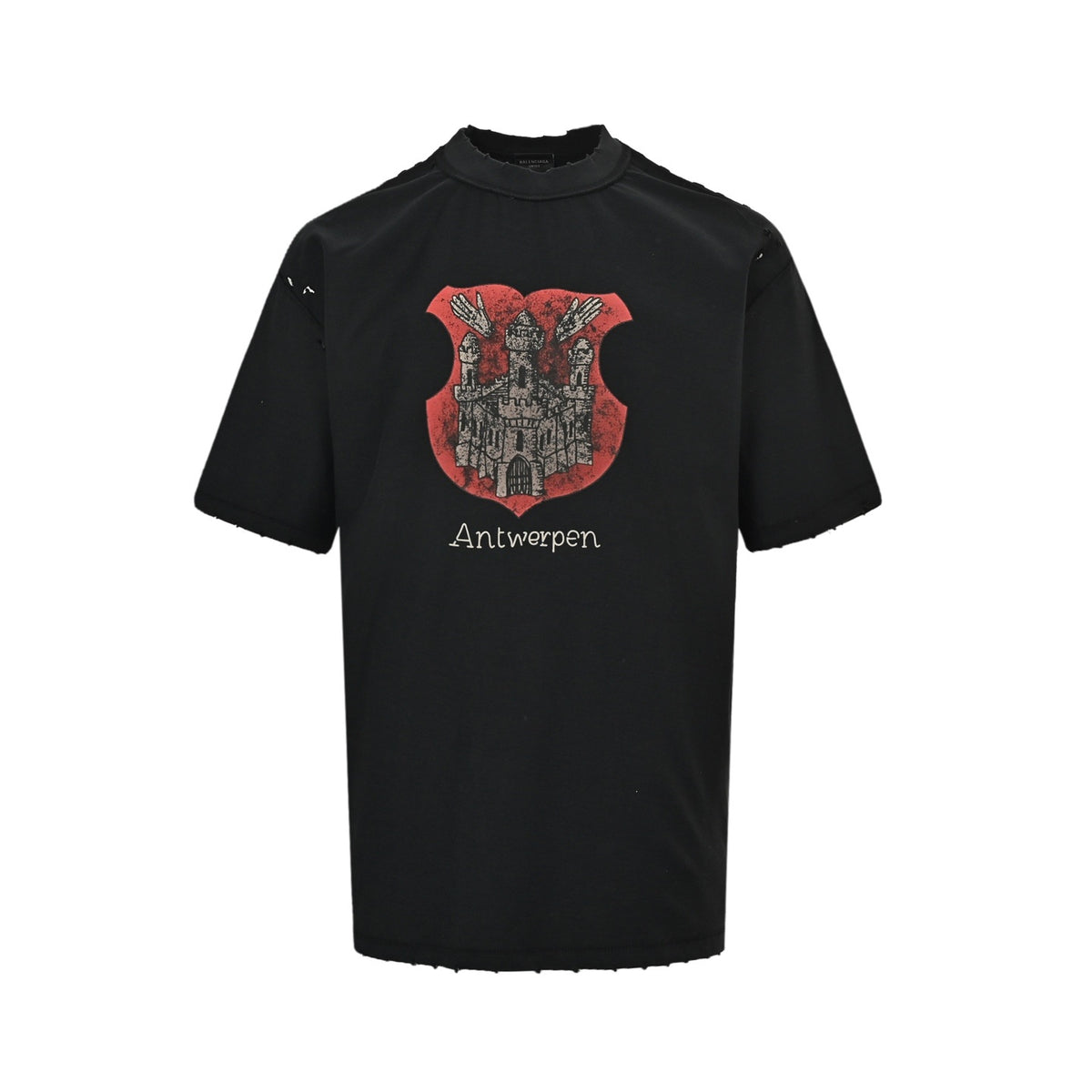 Balenciaga/Balanciaga 24ss castle print distressed short sleeves
