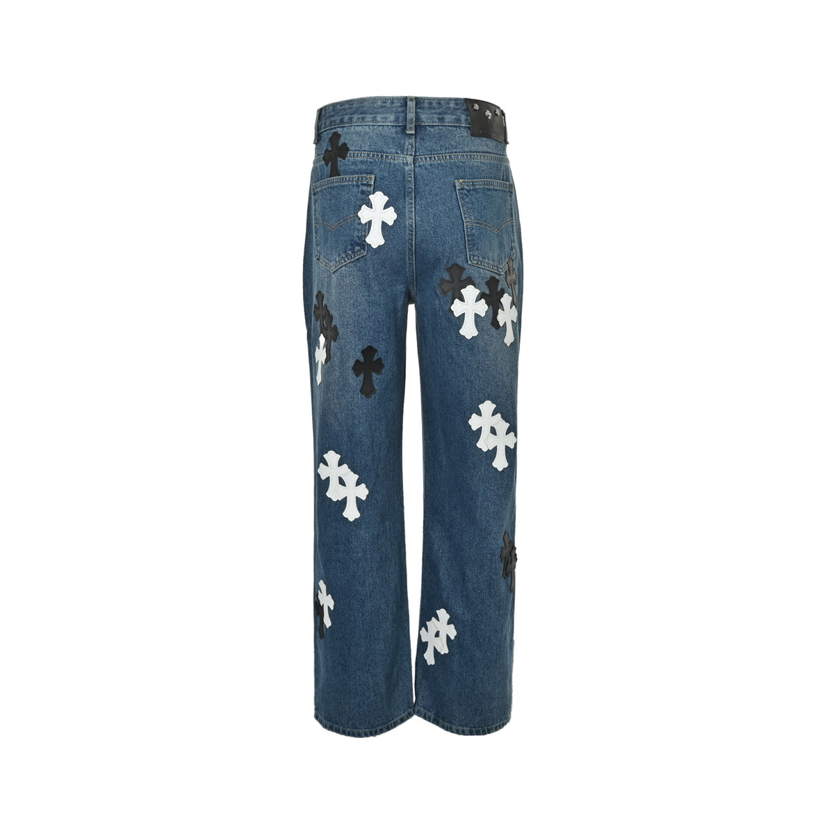 Chrome Hearts/Chrome Heart cross patch embroidered washed jeans