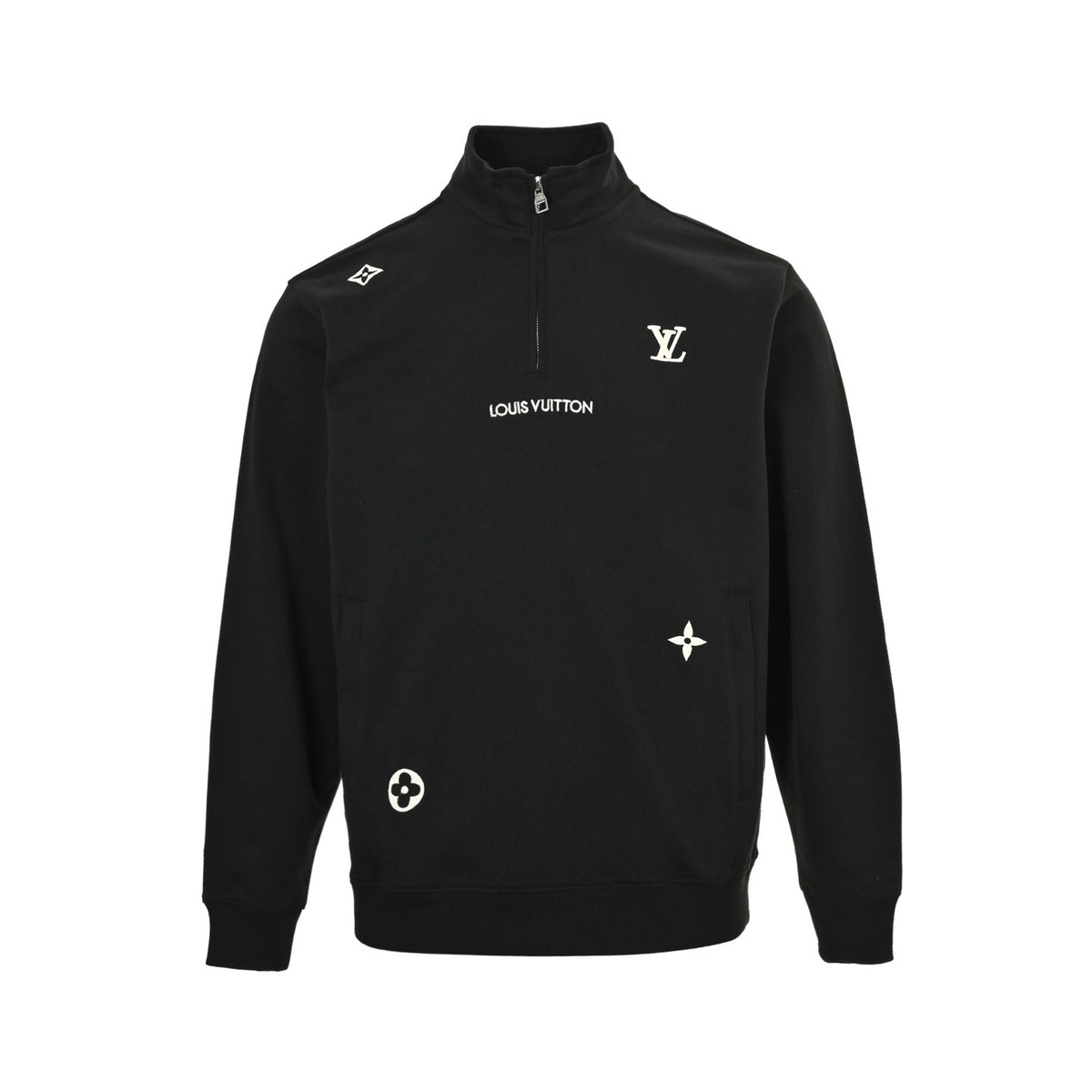 Louis Vuitton 25Fw embroidered presbyopic half-zip sweatshirt