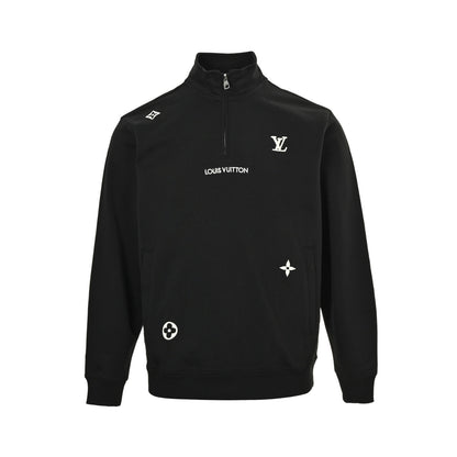 Louis Vuitton 25Fw embroidered presbyopic half-zip sweatshirt