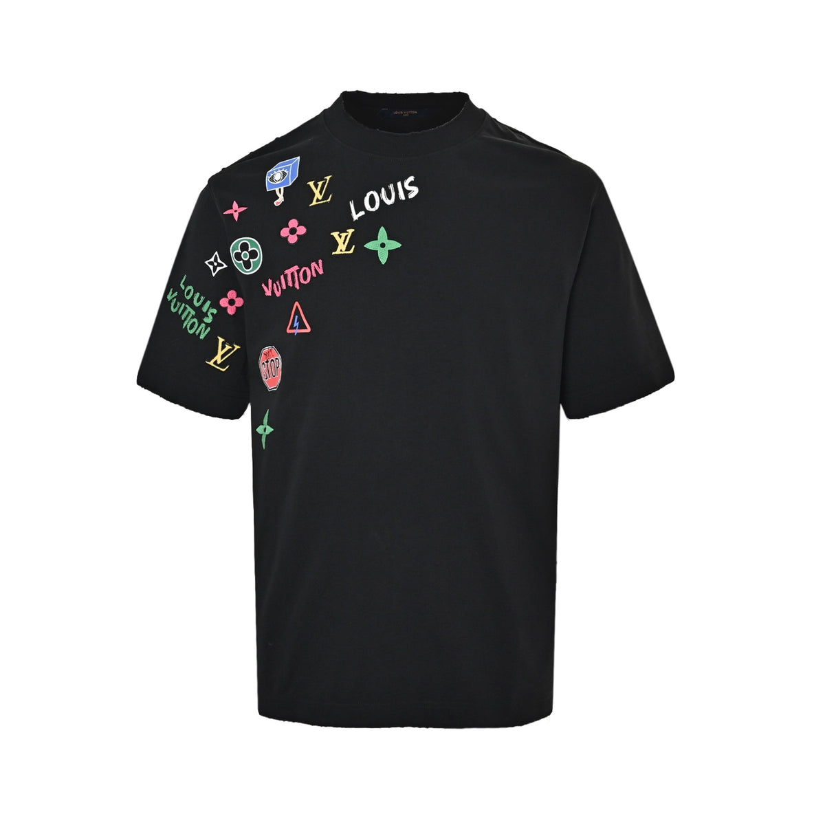 Louis Vuitton multi-element presbyopic print embroidered short sleeves