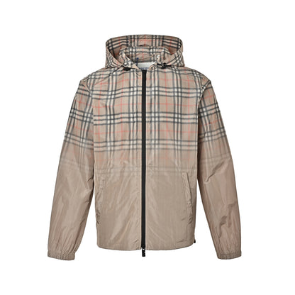 Burberry gradient yellow plaid hooded jacket