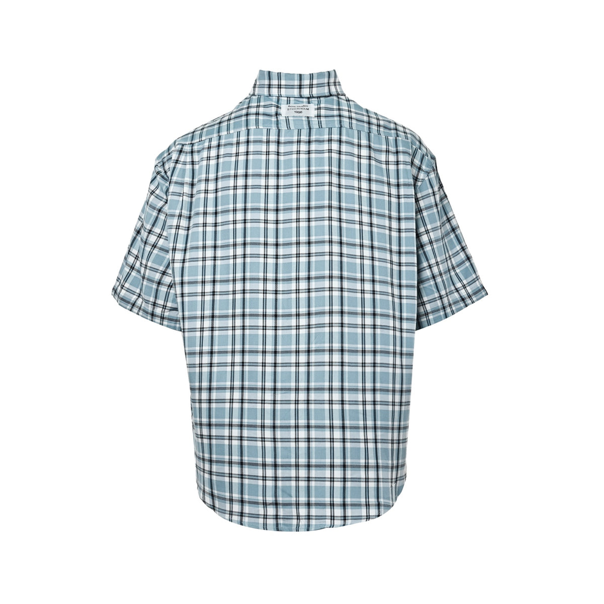 Acne Studios blue and white plaid short-sleeved shirt