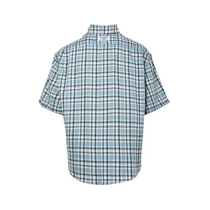 Acne Studios blue and white plaid short-sleeved shirt